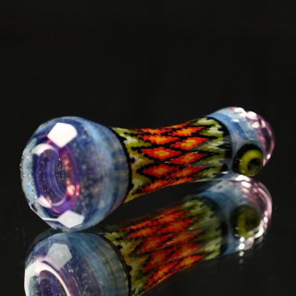 Rotational Science Glass Cold Worked & Faceted Peyote Stich Chillum #29 / FUM/CRSH