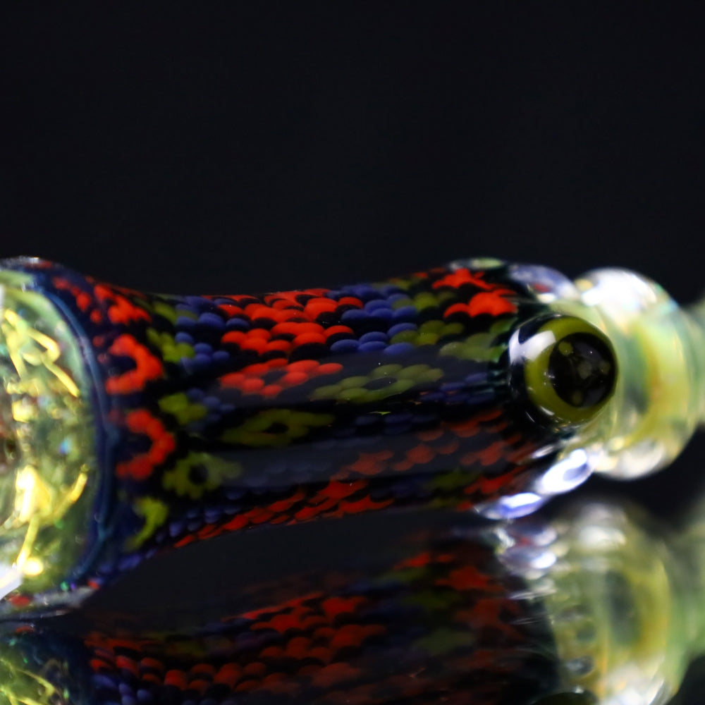 Rotational Science Glass Cold Worked & Faceted Peyote Stich Chillum #23 / FUM/CRSH