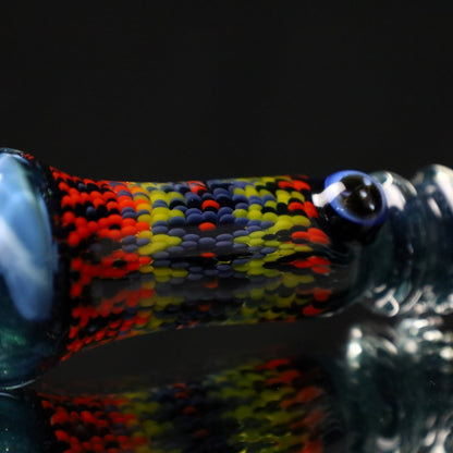 Rotational Science Glass Cold Worked & Faceted Peyote Stich Chillum #20 / MDBLUCRS