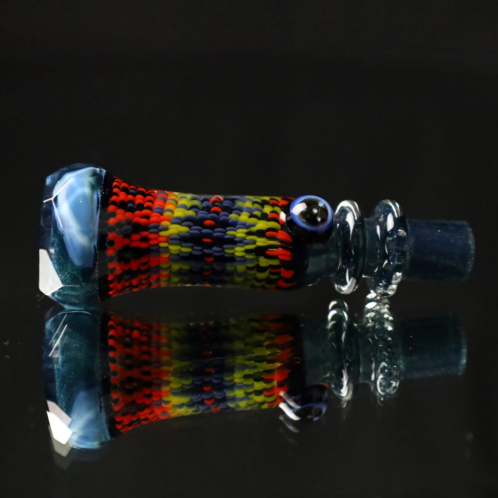 Rotational Science Glass Cold Worked & Faceted Peyote Stich Chillum #20 / MDBLUCRS