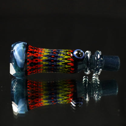 Rotational Science Glass Cold Worked & Faceted Peyote Stich Chillum #20 / MDBLUCRS