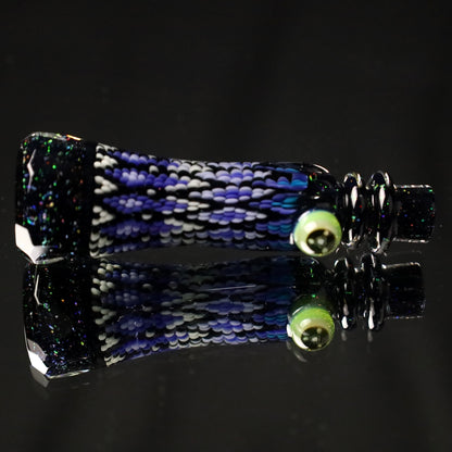 Rotational Science Glass Cold Worked & Faceted Peyote Stich Chillum #14 / BLK/CRSH