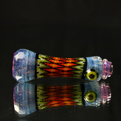 Rotational Science Glass Cold Worked & Faceted Peyote Stich Chillum #29 / FUM/CRSH