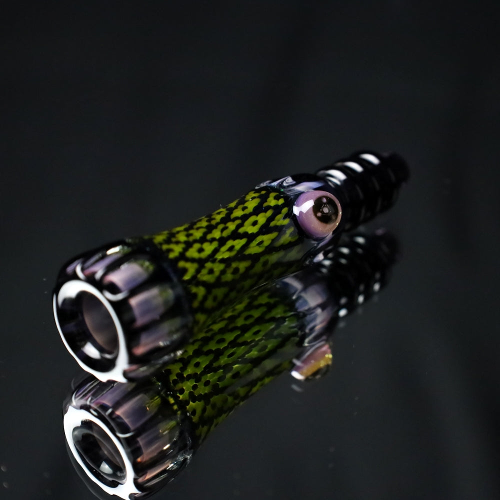 Rotational Science Glass Cold Worked Peyote Stich Chillum #15 / BLK/CLR