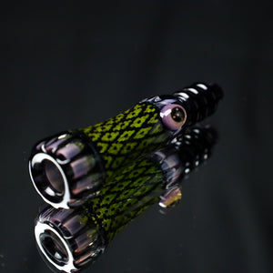 Rotational Science Glass Cold Worked Peyote Stich Chillum #15 / BLK/CLR