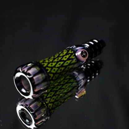 Rotational Science Glass Cold Worked Peyote Stich Chillum #15 / BLK/CLR