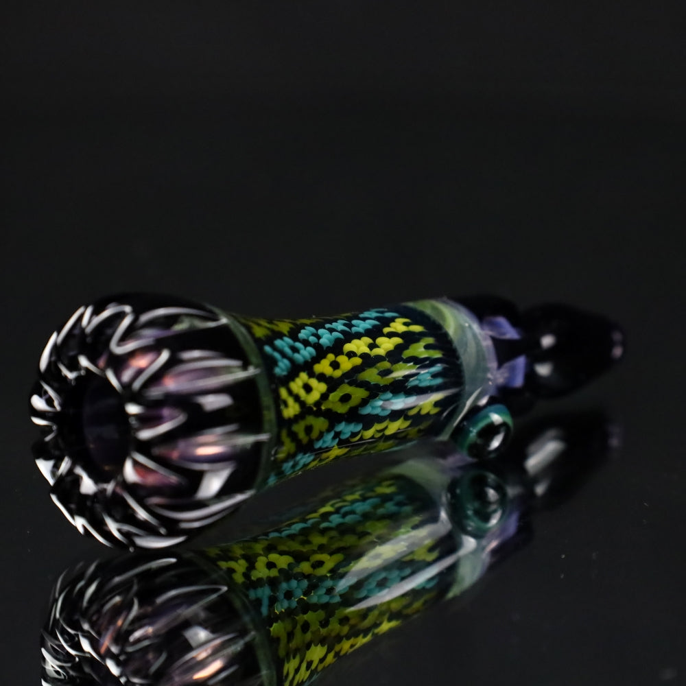 Rotational Science Glass Cold Worked Peyote Stich Chillum #24 / BLK/PNK