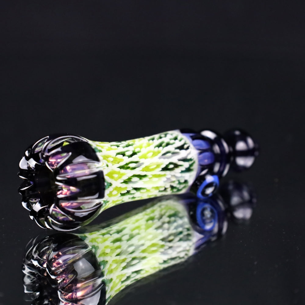 Rotational Science Glass Cold Worked Peyote Stich Chillum #28 / Purple/Pink