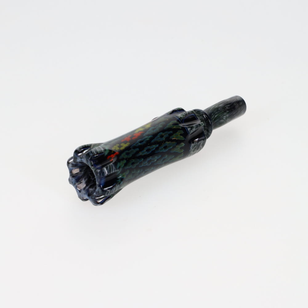 Rotational Science Glass Cold Worked Peyote Stich Chillum #17 / Black Grey