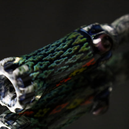Rotational Science Glass Cold Worked Peyote Stich Chillum #17 / Black Grey