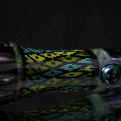 Rotational Science Glass Cold Worked Peyote Stich Chillum #24 / BLK/PNK