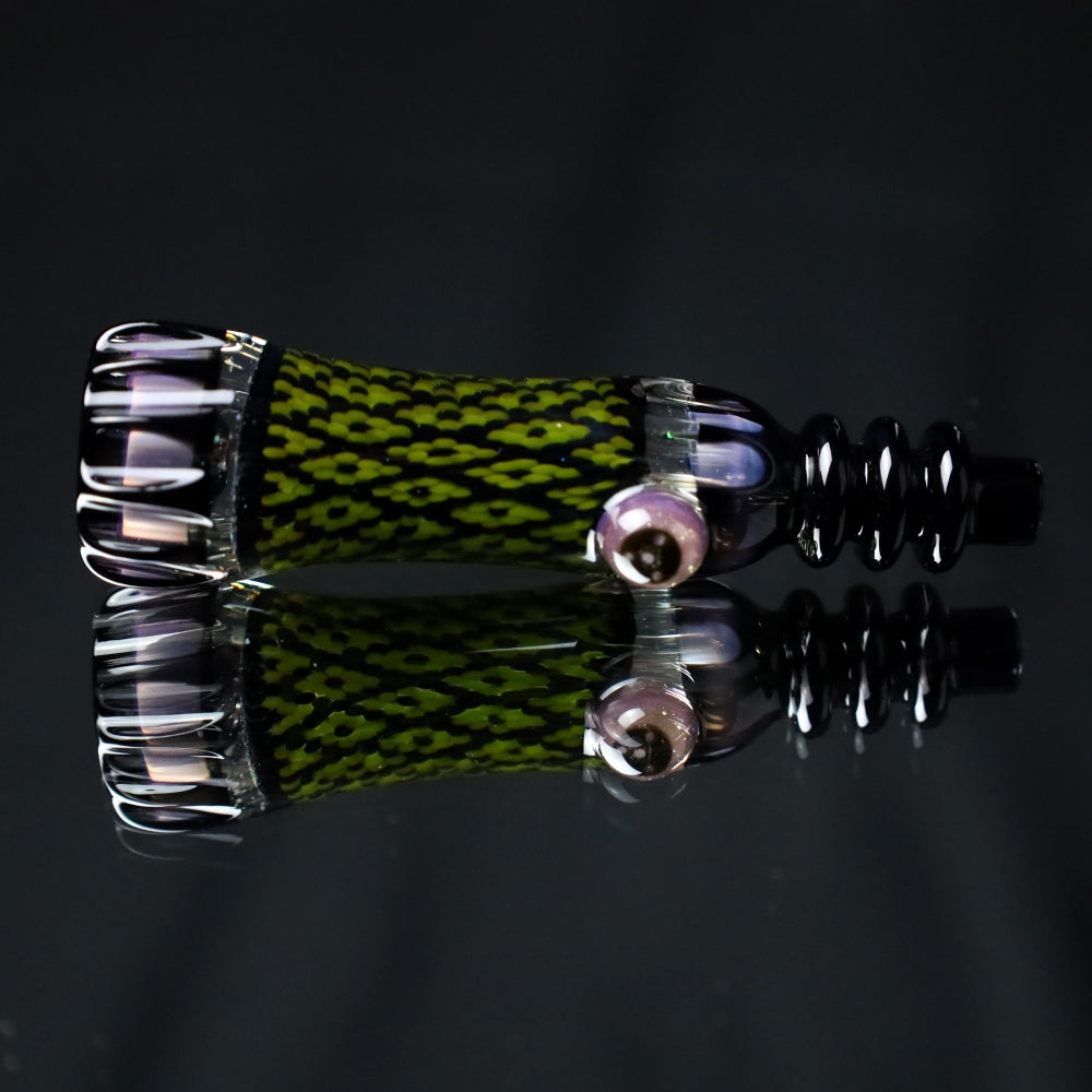 Rotational Science Glass Cold Worked Peyote Stich Chillum #15 / BLK/CLR