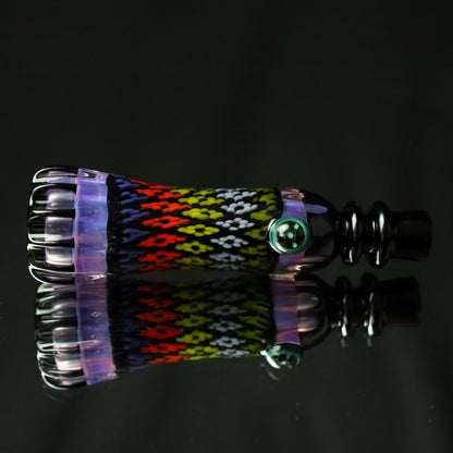 Rotational Science Glass Cold Worked Peyote Stich Chillum #18 / BLK/PNK