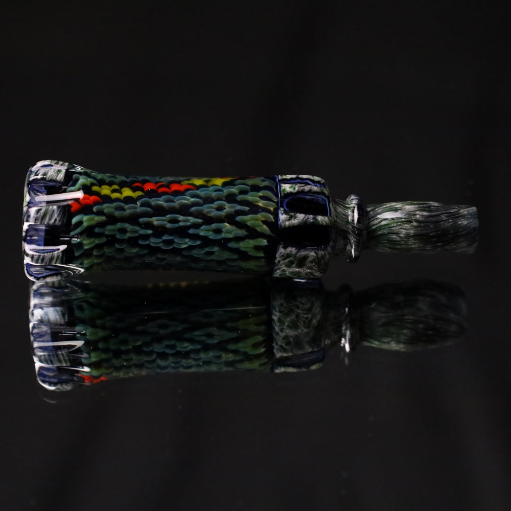 Rotational Science Glass Cold Worked Peyote Stich Chillum #17 / Black Grey