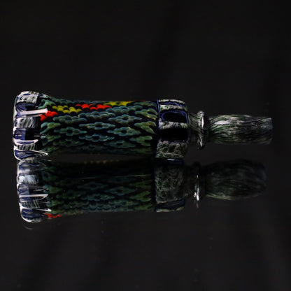 Rotational Science Glass Cold Worked Peyote Stich Chillum #17 / Black Grey