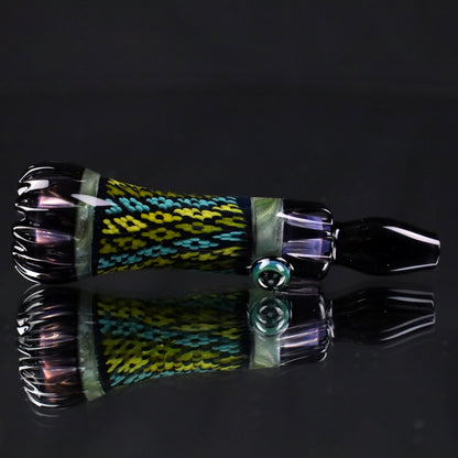 Rotational Science Glass Cold Worked Peyote Stich Chillum #24 / BLK/PNK