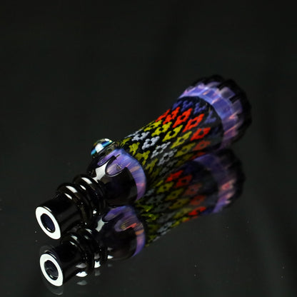 Rotational Science Glass Cold Worked Peyote Stich Chillum #18 / BLK/PNK