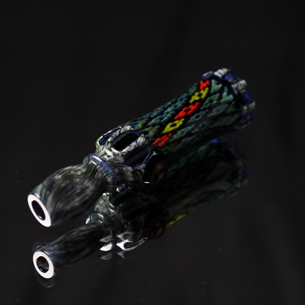 Rotational Science Glass Cold Worked Peyote Stich Chillum #17 / Black Grey