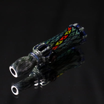 Rotational Science Glass Cold Worked Peyote Stich Chillum #17 / Black Grey