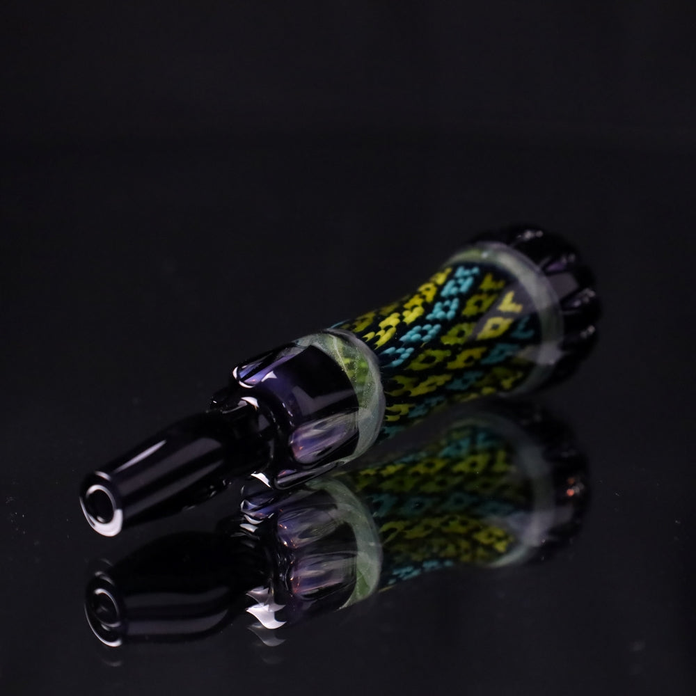 Rotational Science Glass Cold Worked Peyote Stich Chillum #24 / BLK/PNK