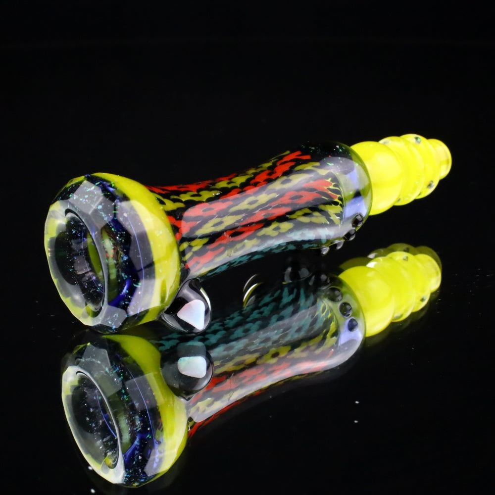 Rotational Science Glass Faceted Peyote Stich Chillum #3 / ORNG BLU