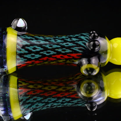 Rotational Science Glass Faceted Peyote Stich Chillum #3 / ORNG BLU