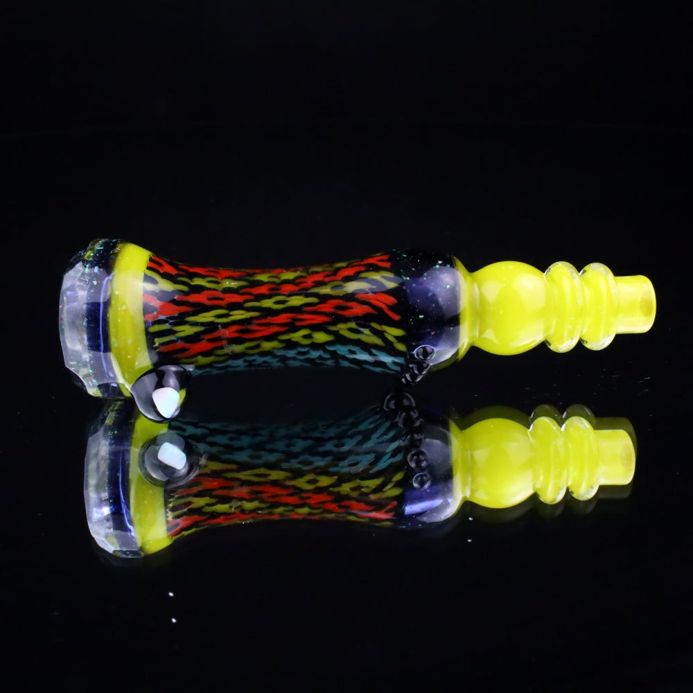 Rotational Science Glass Faceted Peyote Stich Chillum #3 / ORNG BLU