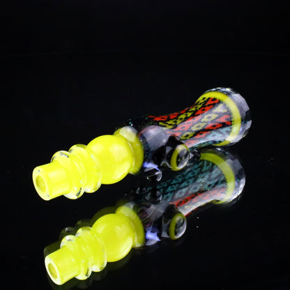 Rotational Science Glass Faceted Peyote Stich Chillum #3 / ORNG BLU