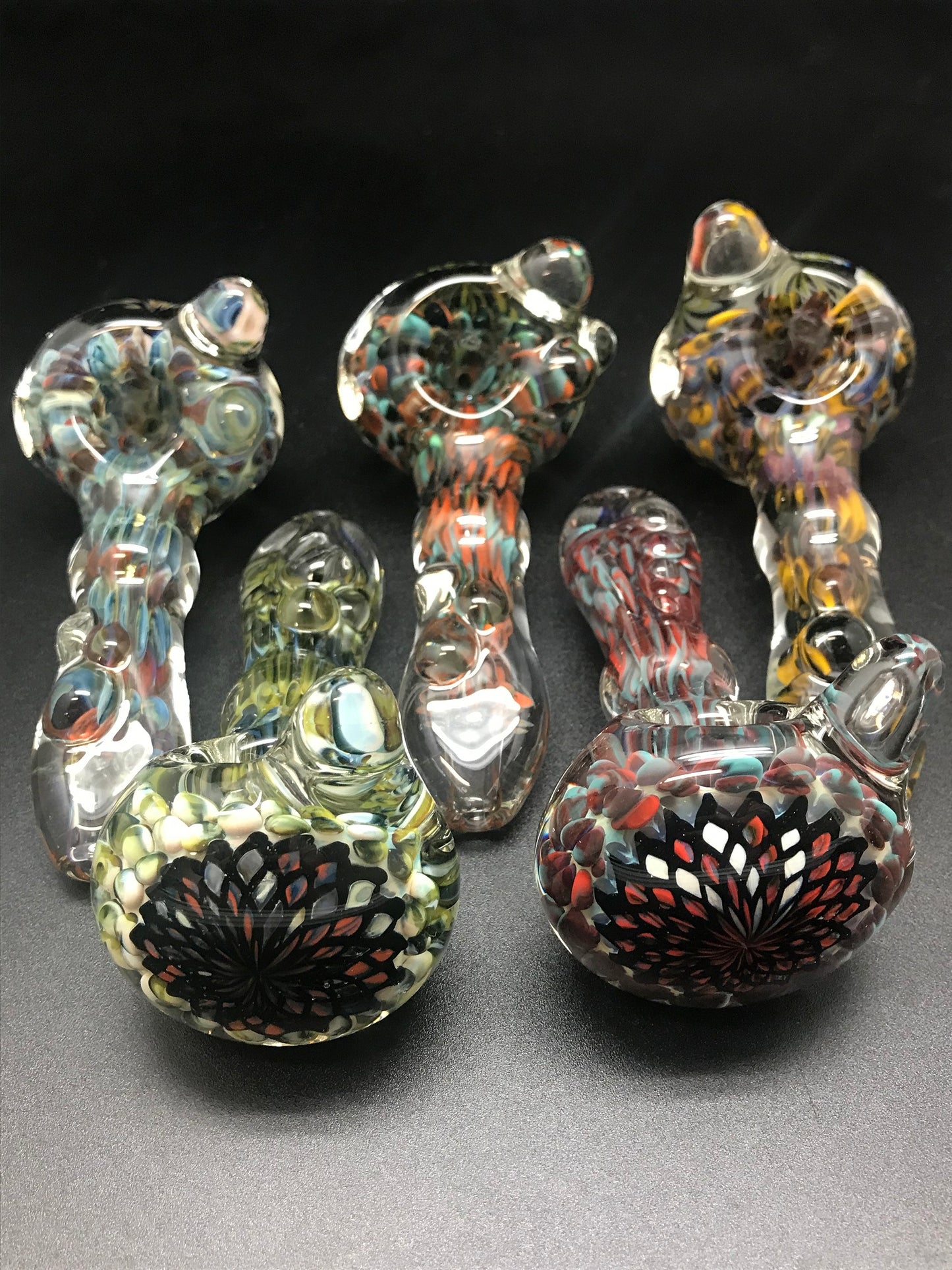 Rotational Science Glass Fumed Dot Fillacello Mixed Color Spoon - Large