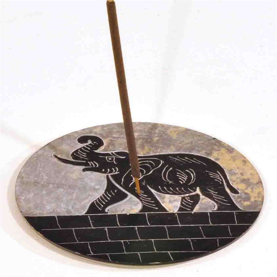 Round Stone Elephant Plate Incense Burner SALE