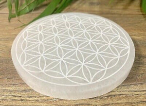 Selenite Flower of Life Charging Plate