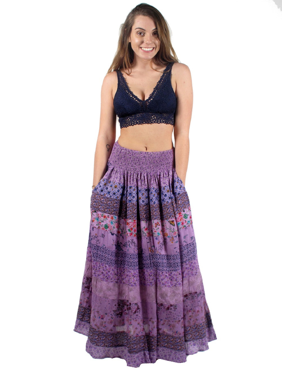 Blue Sky Designs Smocked Panel Patchwork Skirt