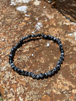 Snowflake Obsidian Bracelet - 4mm