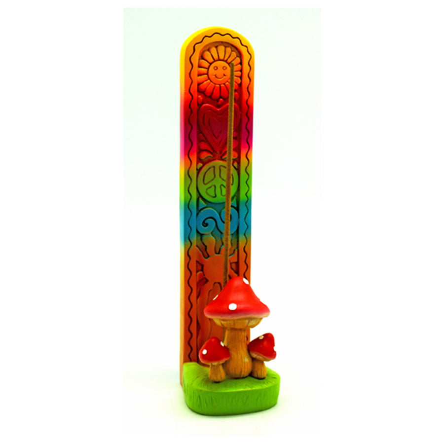 Standing Mushroom with Chakra Colors Incense Burner