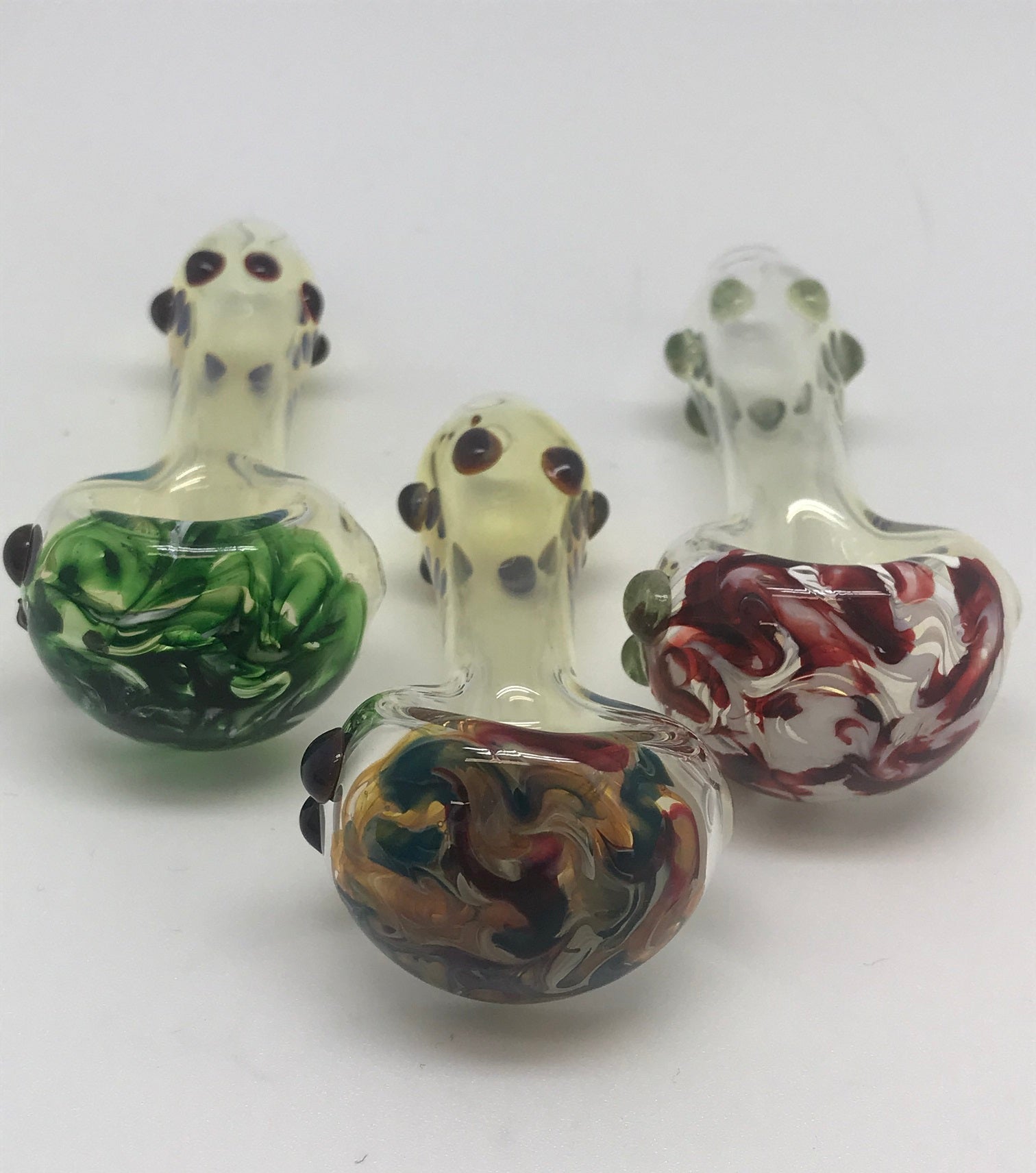Steegee Glass Silver Fume Marbled Cap Pipe
