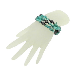 Stone & Chip Stone Memory Wire Bracelet