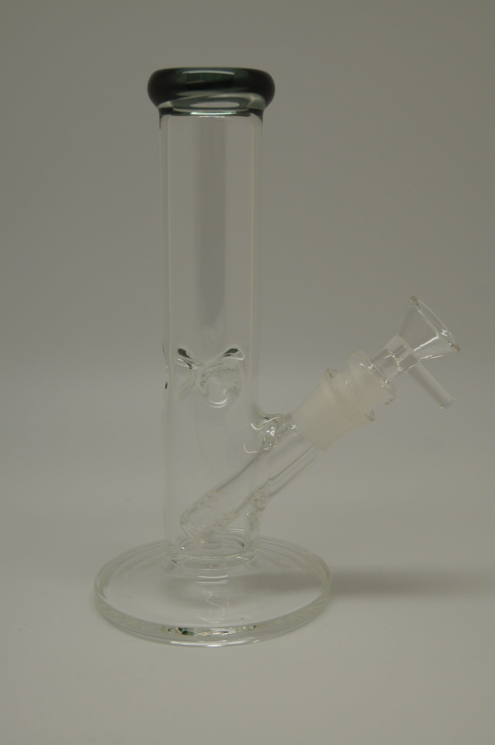 8" Clear w/ Color Rim Straight Waterpipe