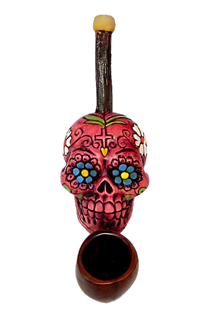 Resin Sugar Skull Pipe - Small