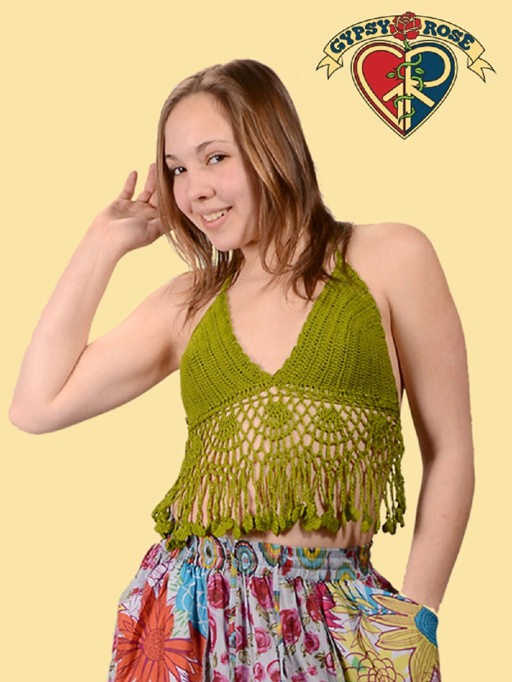 Summer of Love Crochet Halter Top with Fringe SALE