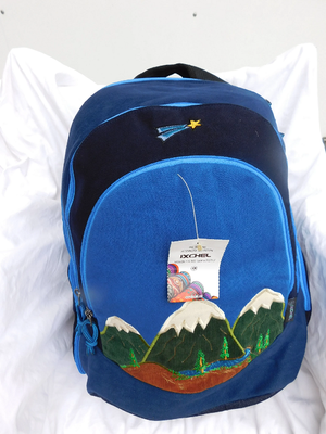 Super Backpack in Heavyweight Cotton Denim with Mountain Applique