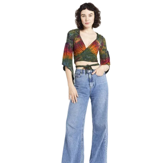 Tie Dye Wrap Around Crop Hoodie