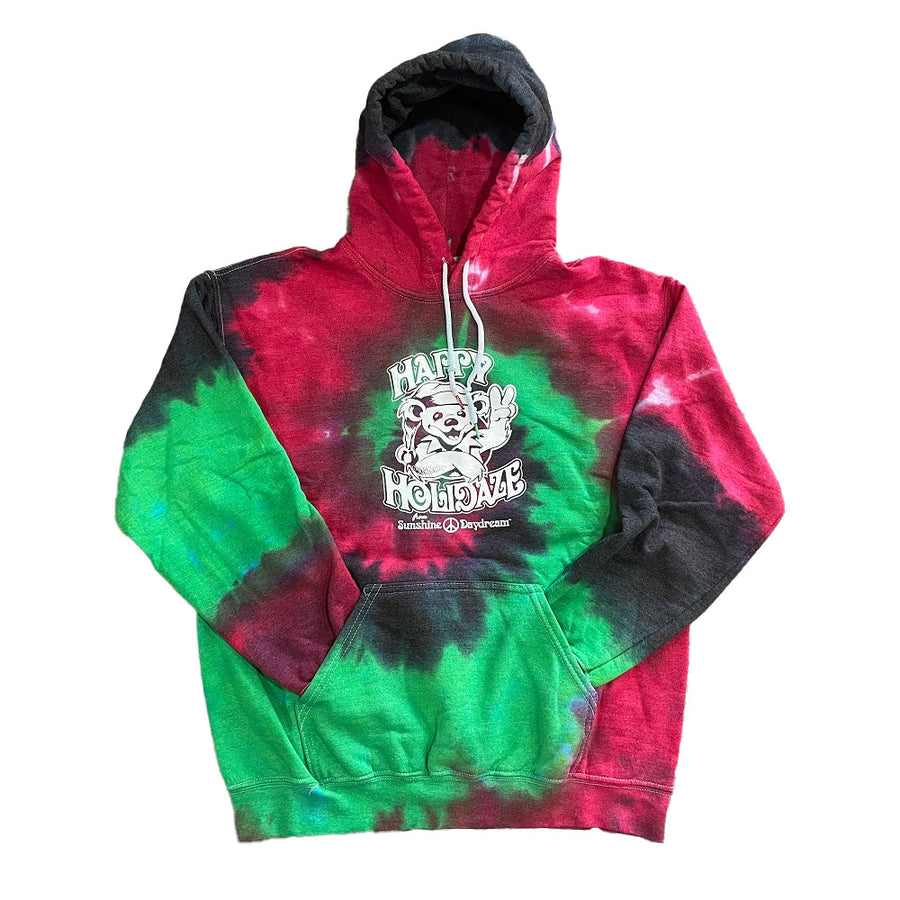 Happy Holidaze Santa Bear Tie Dye Hoodie SALE