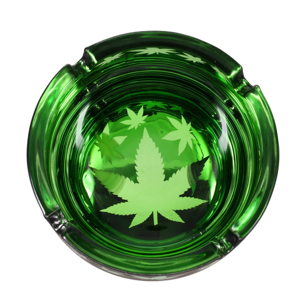 Black and Green Frosted Leaves Ashtray