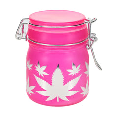 Frosted Pink and Silver Leaves Jar - 5oz