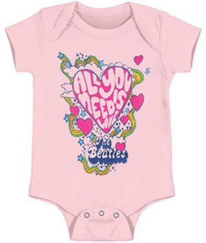 The Beatles All You Need is Love Pink Baby Onesie