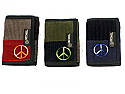 Three Fold Patchwork Corduroy Wallet with Peace Sign Embroidery