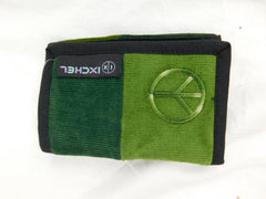 Three Fold Patchwork Corduroy Wallet with Peace Sign Embroidery