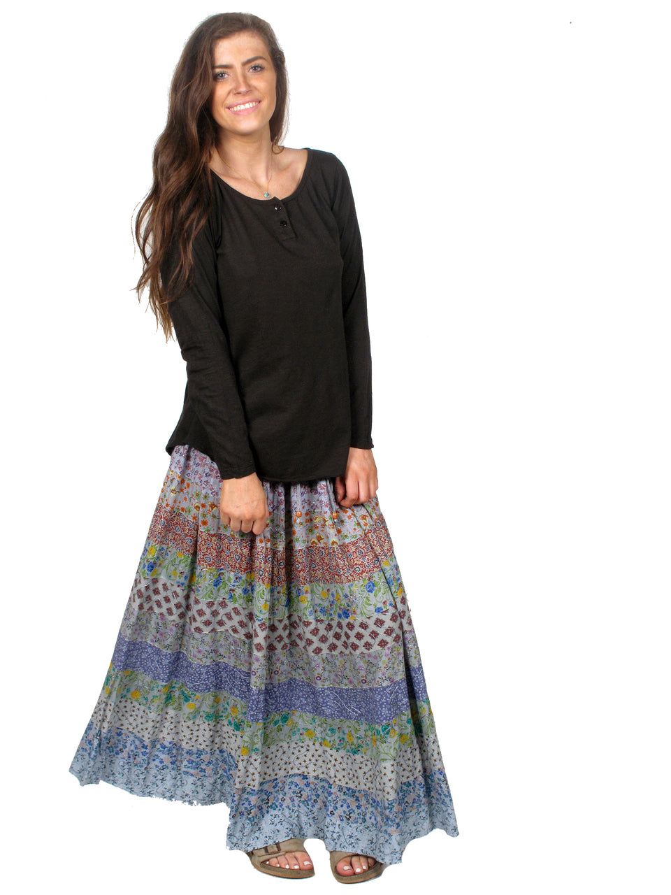Blue Sky Designs Tiered Patchwork Panel Skirt