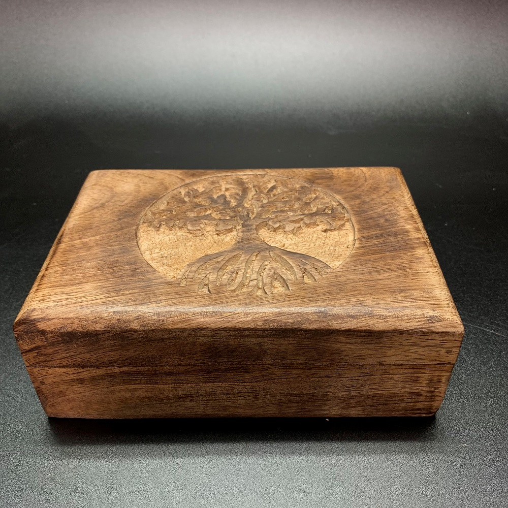 Tree of Life Carved Wooden Box