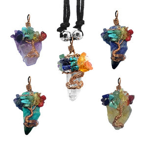 Tree of Life Wire Wrapped Raw Stone Necklace SALE
